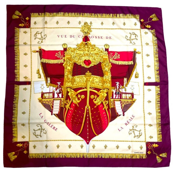 Hermès 'Vue du Carosse de la Galère la Réale' 100% Authentic Silk Scarf 90 Cm - Picture 1 of 16